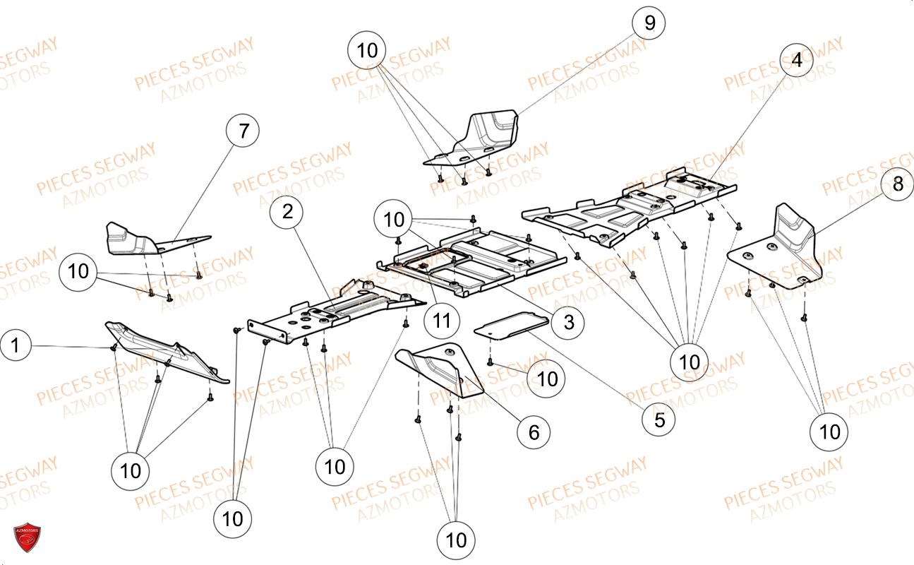 Protections Inferieures SEGWAY Pièces AT6L STANDARD CHASSIS LONG