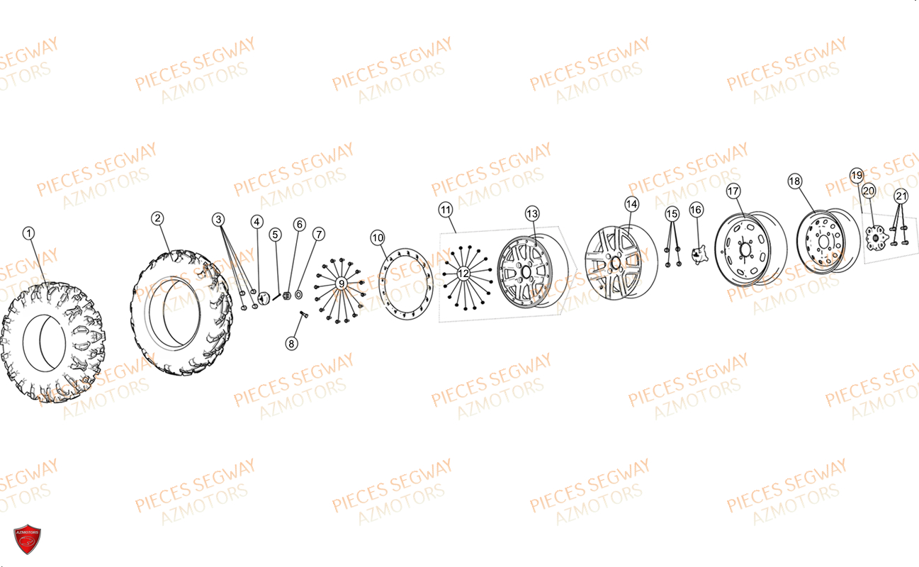 Roues Arriere SEGWAY Pièces AT6L STANDARD CHASSIS LONG