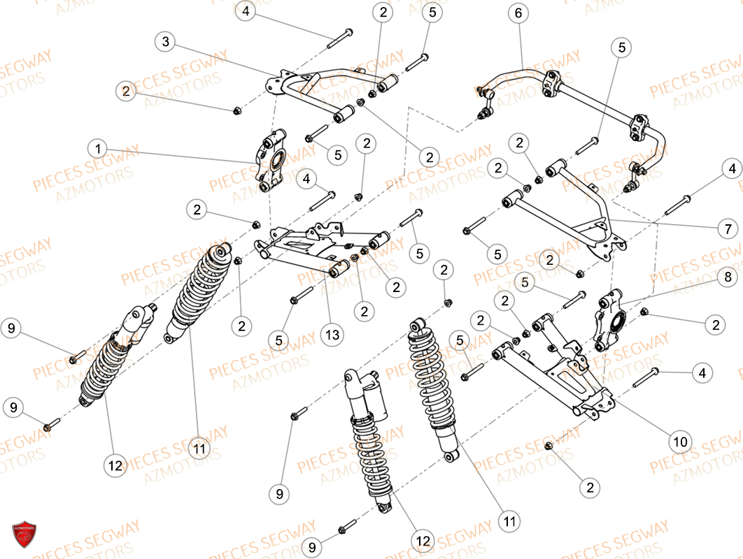 Suspension Arriere SEGWAY Pièces AT6L STANDARD CHASSIS LONG