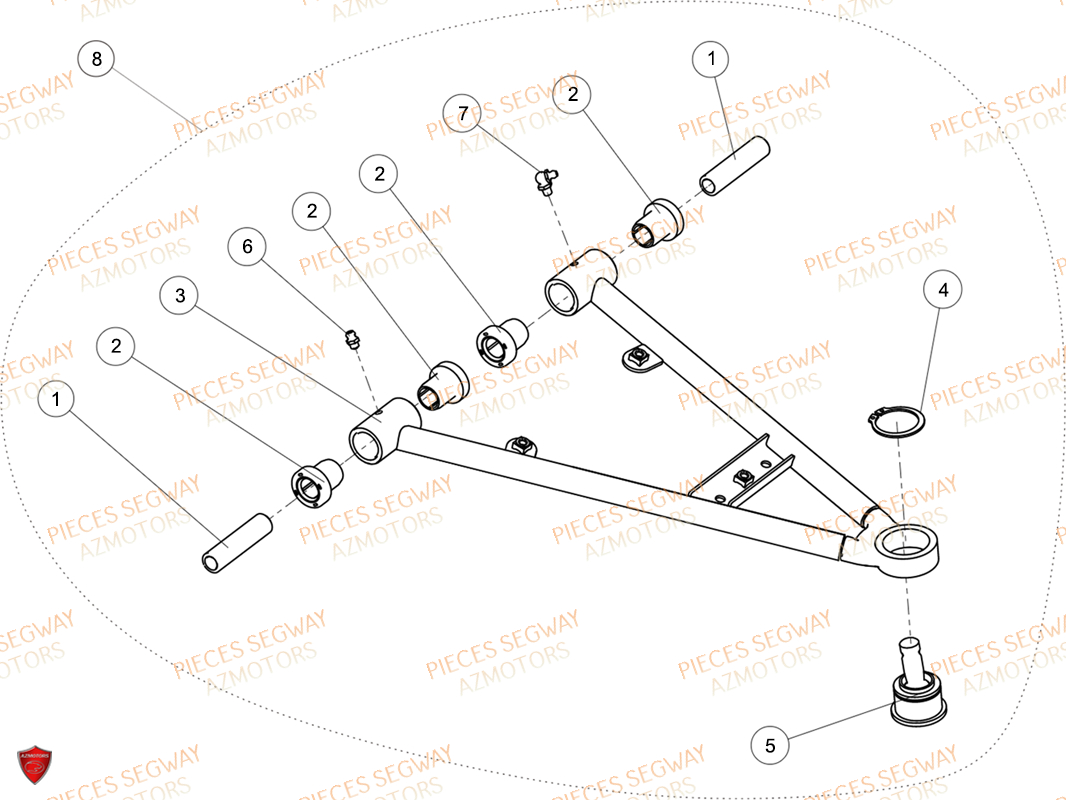 Triangle Avant Inf Droit SEGWAY Pièces AT6L STANDARD CHASSIS LONG