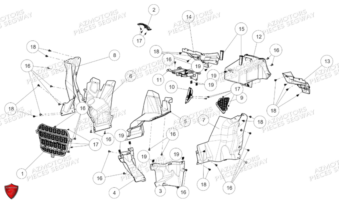 Caches Plastiques Grilles SEGWAY Pièces QUAD SNARLER AT6S EPS