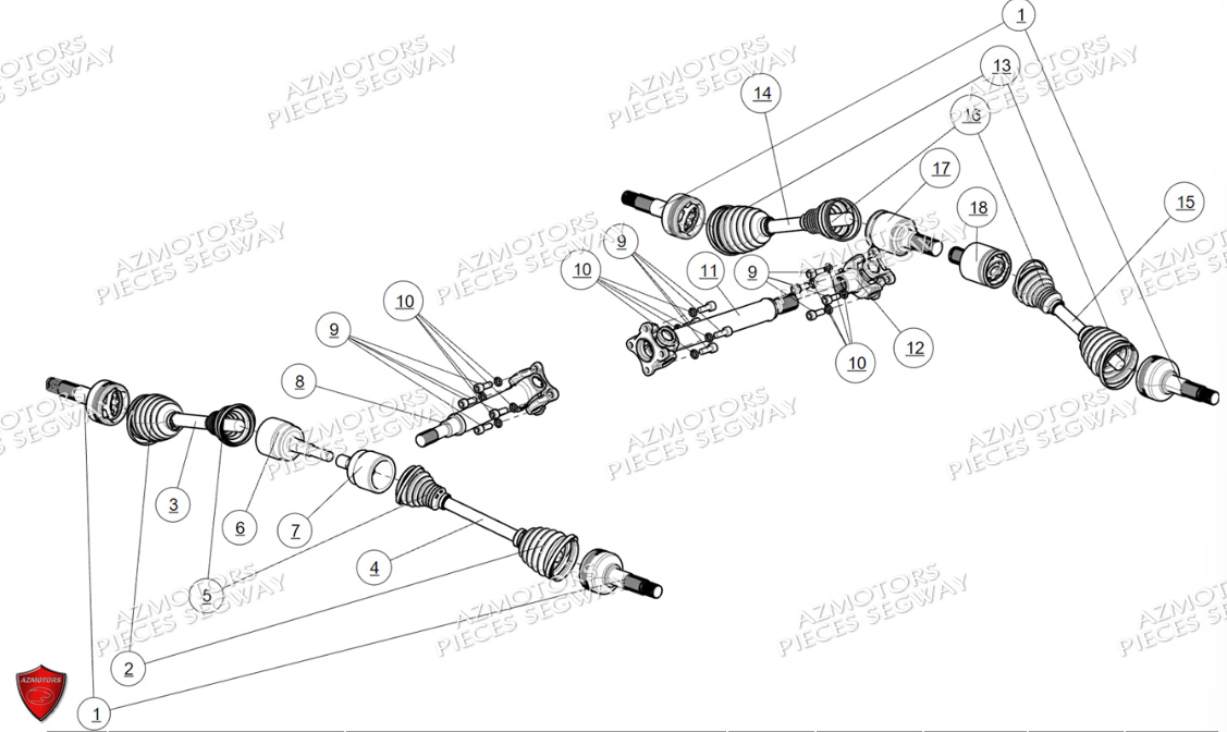 Cardans Details SEGWAY Pièces QUAD SNARLER AT6S EPS