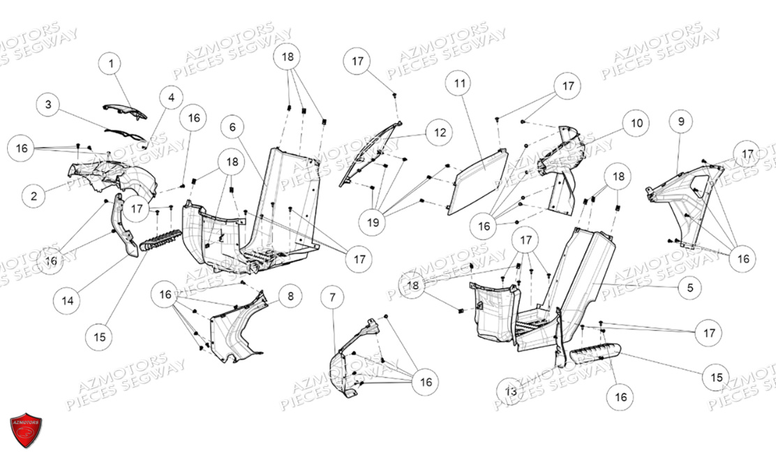 Carrosserie Marche Pied SEGWAY Pièces QUAD SNARLER AT6S EPS