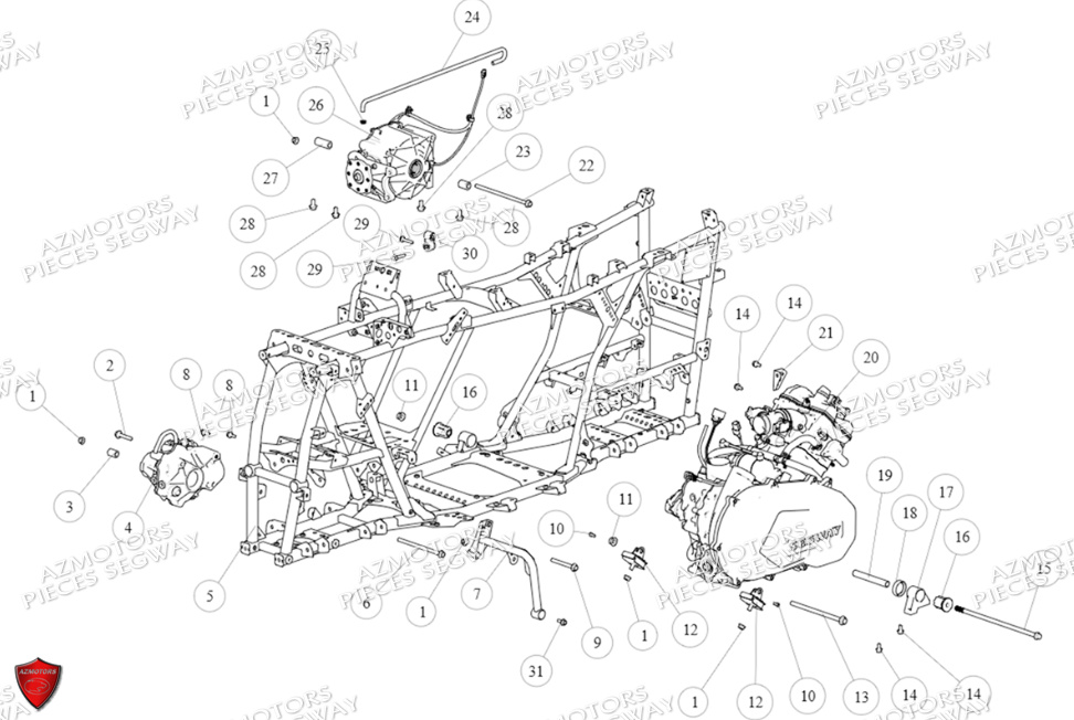 Chassis Ponts Supports Divers SEGWAY Pièces QUAD SNARLER AT6S EPS