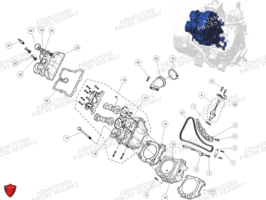 Culasse  Cylindre Distribution SEGWAY Pièces QUAD SNARLER AT6S EPS