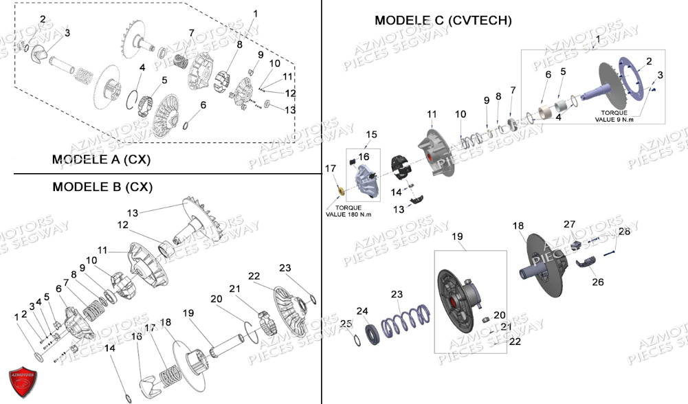 Kit Maintenance Transmission SEGWAY Pièces QUAD SNARLER AT6S EPS