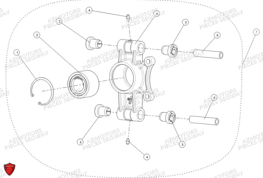 Pivot De Roue Arriere Gauche Inf A 001782 SEGWAY Pièces QUAD SNARLER AT6S EPS