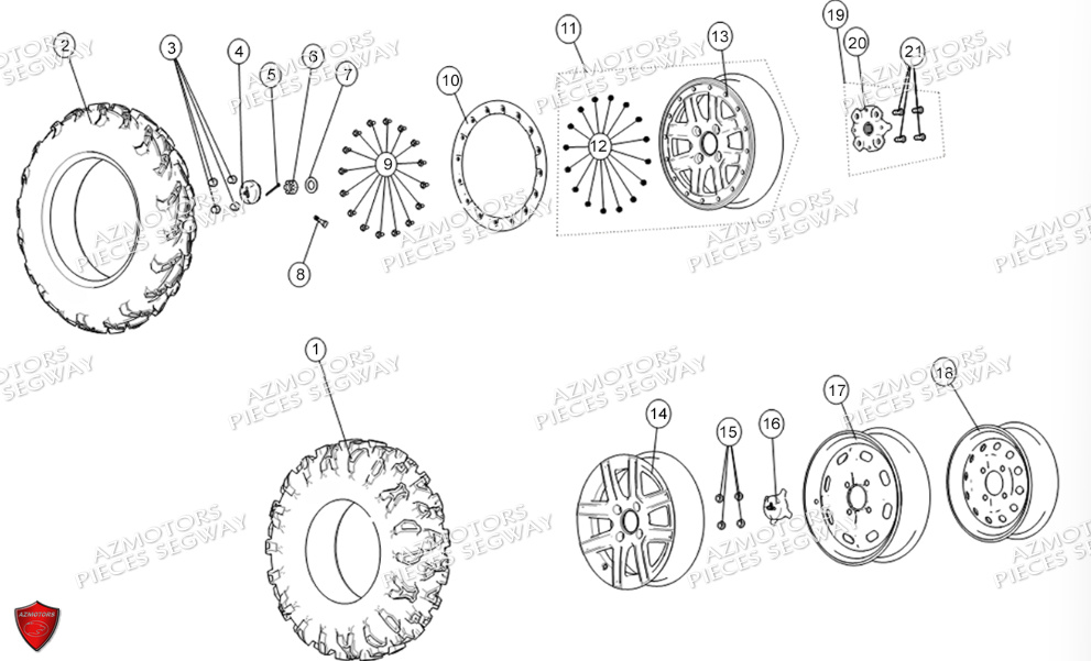 Roues Arriere SEGWAY Pièces QUAD SNARLER AT6S EPS