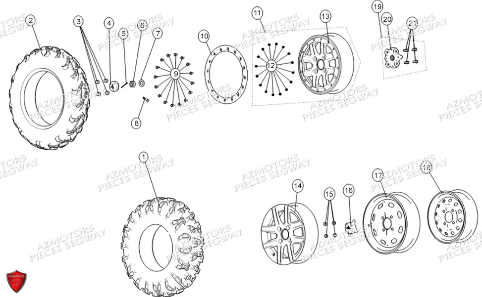 Roues Avant SEGWAY Pièces QUAD SNARLER AT6S EPS