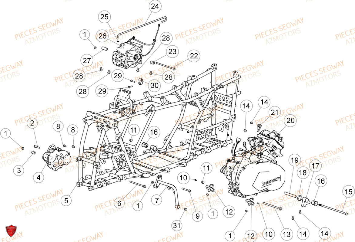 Chassis SEGWAY Pièces SNARLER AT6S LUXE