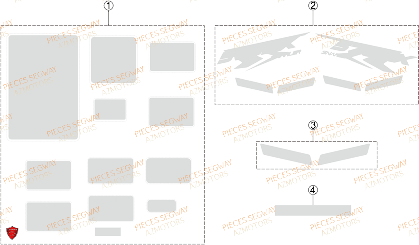 Autocollants SEGWAY Pièces SNARLER AT6S STANDARD