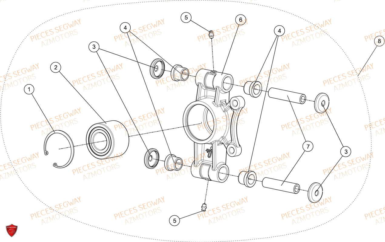 Pivot Arriere Gauche SEGWAY Pièces SNARLER AT6S STANDARD