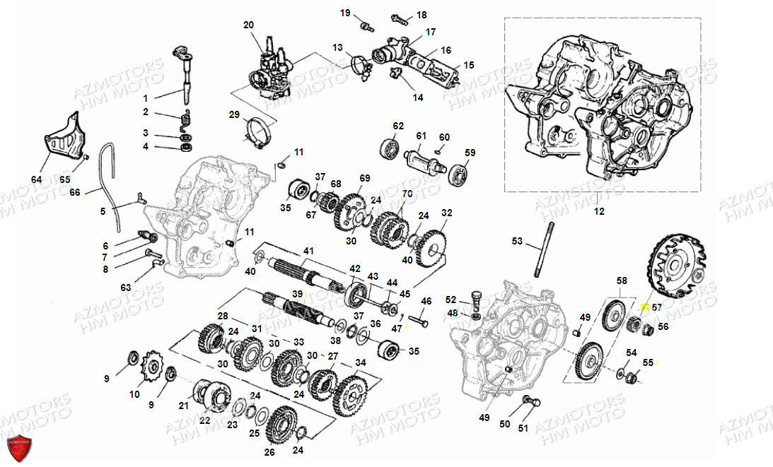 Carter Moteur Boite De Vitesses VENT PIECES HM 50 BAJA & 50 DERAPAPAGE (STANDARD CADRE ACIER)(2012)