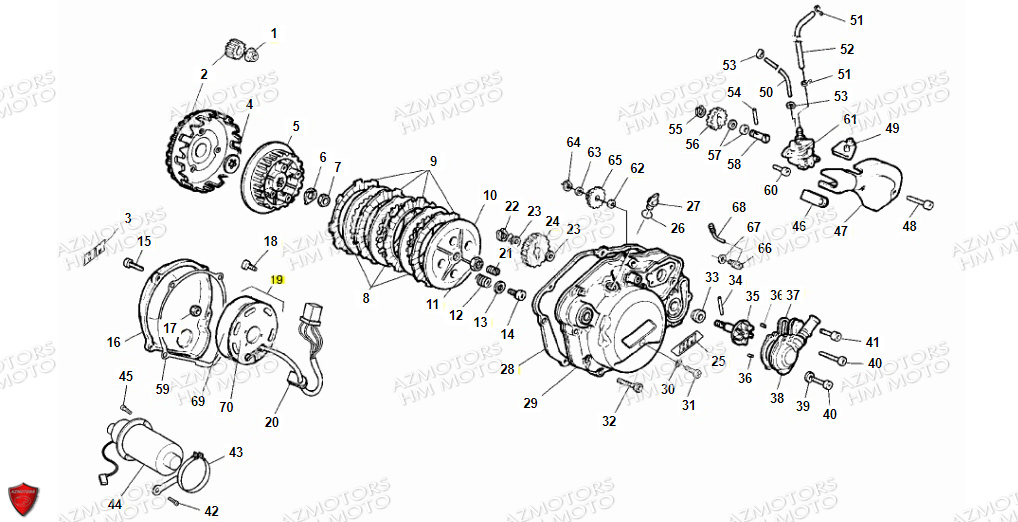 Embrayage Stator VENT PIECES HM 50 BAJA & 50 DERAPAPAGE (STANDARD CADRE ACIER)(2012)