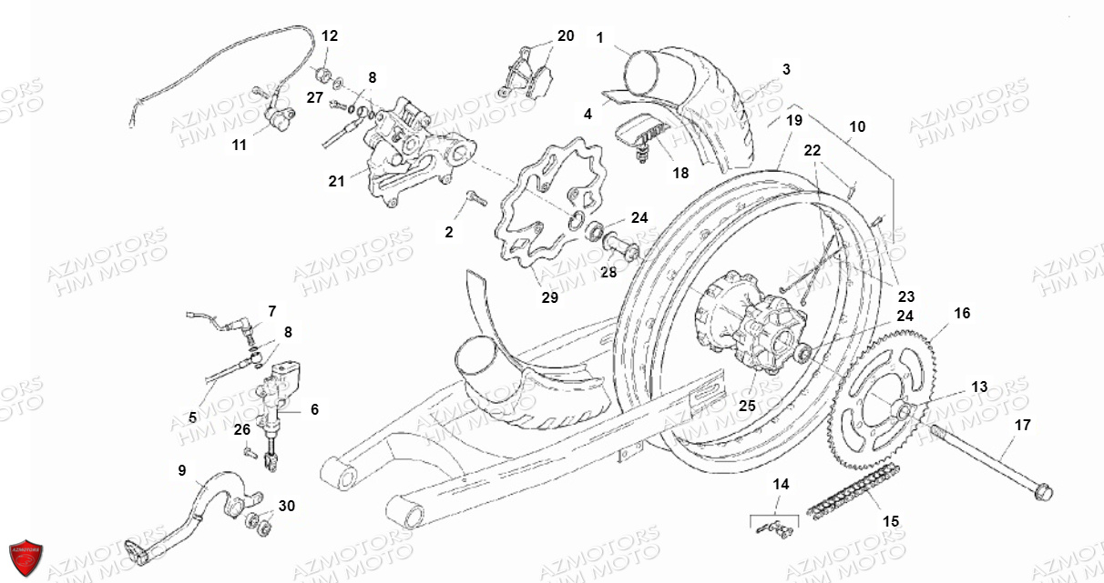 Roue Arriere VENT PIECES HM 50 BAJA & 50 DERAPAPAGE (STANDARD CADRE ACIER)(2012)