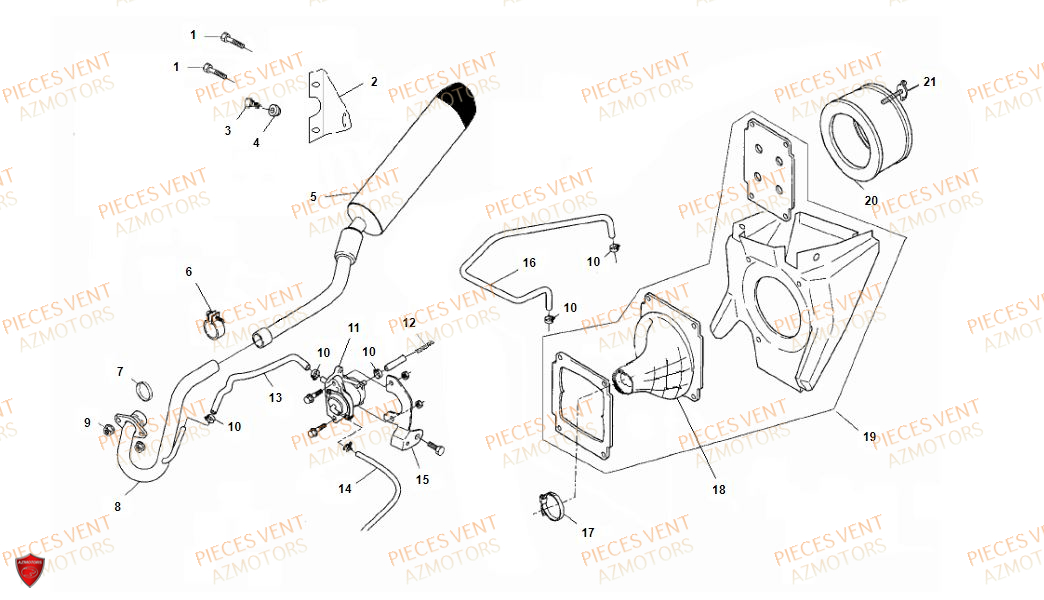 Echappement VENT Pièces VENT BAJA 125 4T 2018 (STANDARD)