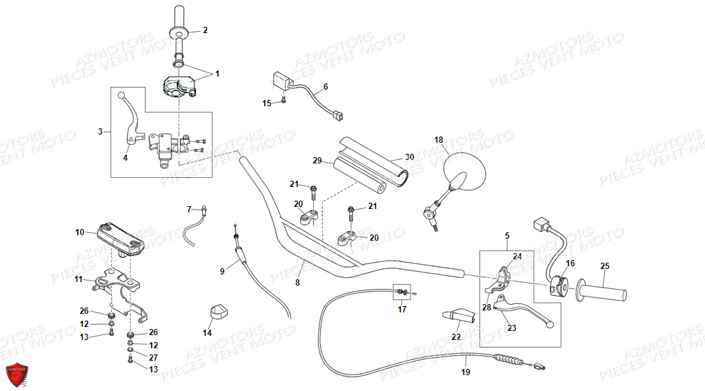 Guidon Cables Retroviseurs VENT Pièces VENT BAJA 125 4T EURO 5 2022 (STANDARD)