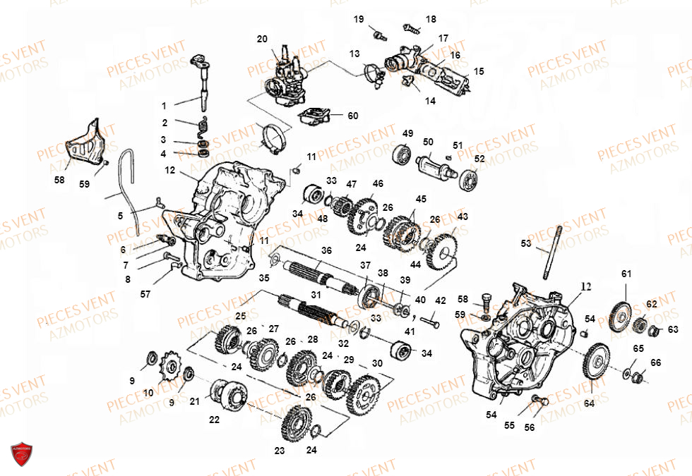 CARTER MOTEUR pour BAJA 50CC 2018