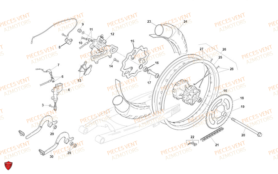 Roue Arriere VENT Pièces Vent Enduro BAJA 50cc - 2019