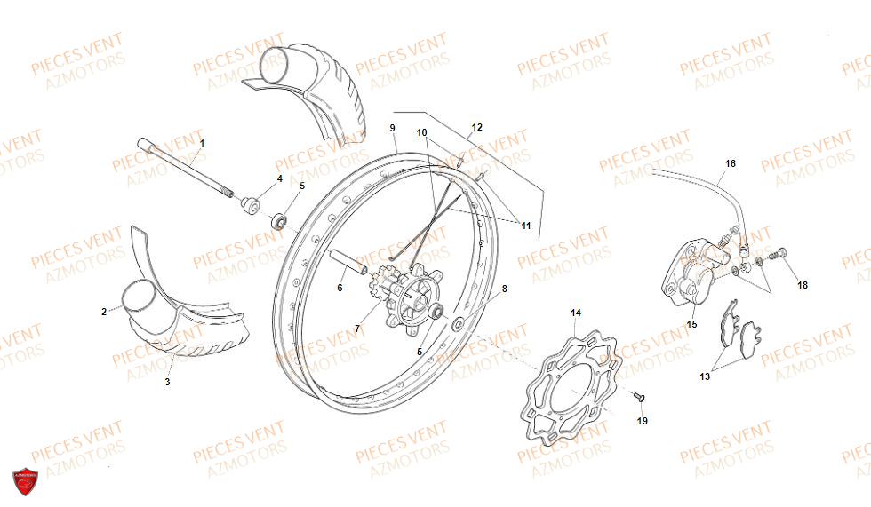 Roue Avant VENT Pièces Vent Enduro BAJA 50cc - 2019