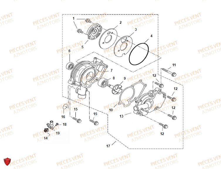 Pompe A Eau VENT Pièces VENT BAJA RR 125 4T 2018 (ALUMINIUM)