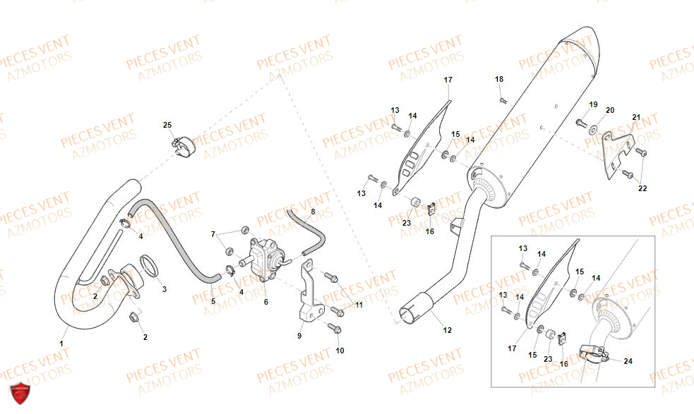 Echappement VENT Pièces VENT BAJA RR 125 4T 2019 (ALUMINIUM)