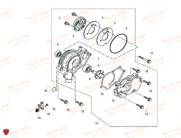 Pompe A Eau VENT Pièces VENT BAJA RR 125 4T 2019 (ALUMINIUM)