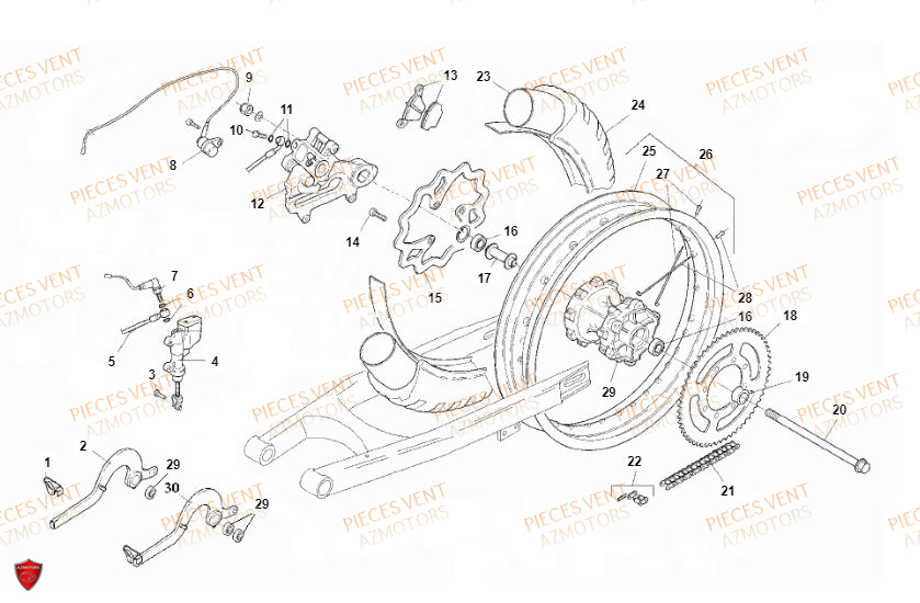 Roue Arriere VENT Pièces Vent Enduro BAJA RR 50cc - 2018 (VERSION FOURCHE ALUMINIUM)