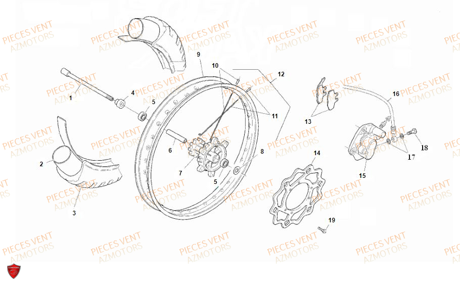 Roue Avant VENT Pièces Vent Enduro BAJA RR 50cc - 2018 (VERSION FOURCHE ALUMINIUM)