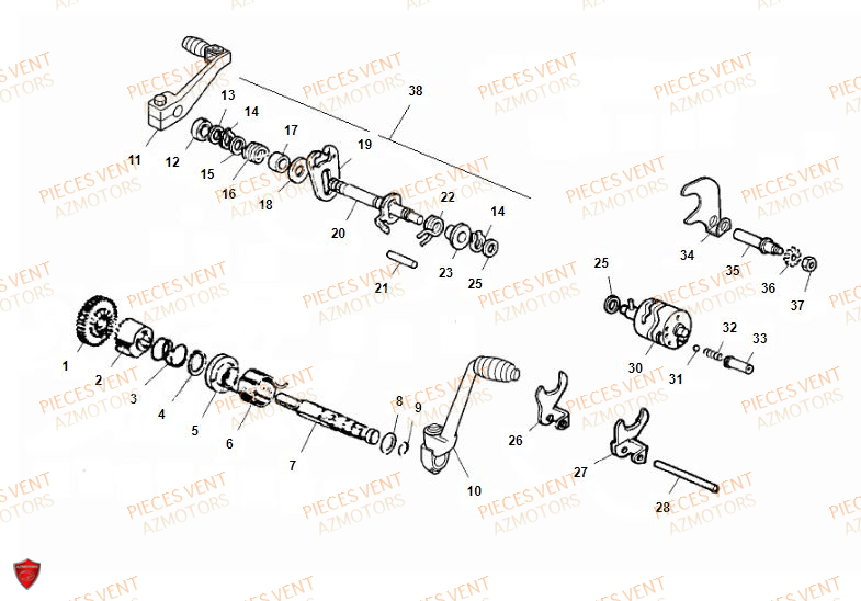 Selecteur De Vitesses VENT Pièces Vent Enduro BAJA RR 50cc - 2018 (VERSION FOURCHE ALUMINIUM)