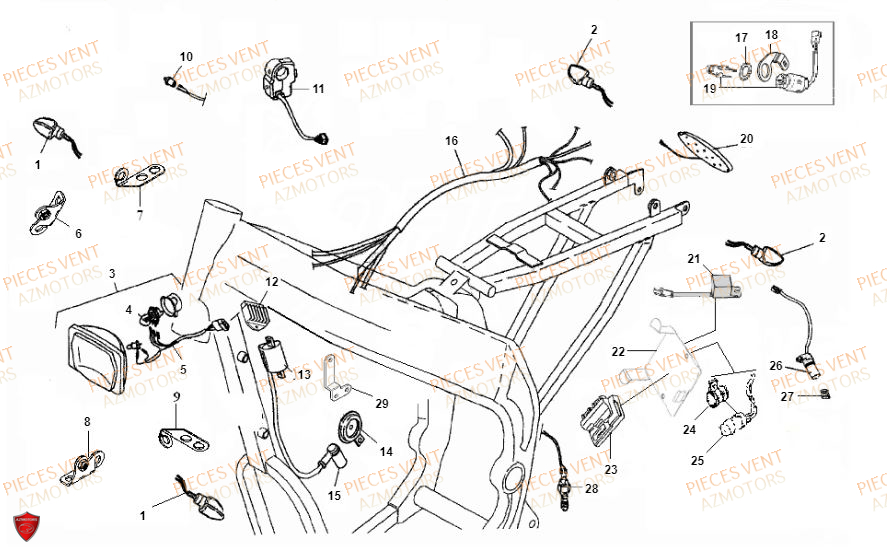 Systeme Electrique VENT Pièces Vent Enduro BAJA RR 50cc - 2018 (VERSION FOURCHE ALUMINIUM)