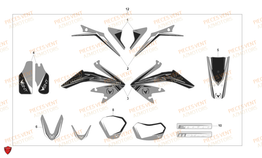 Decors VENT Pièces Vent Enduro BAJA RR 50cc - 2019 (VERSION FOURCHE ALUMINIUM)