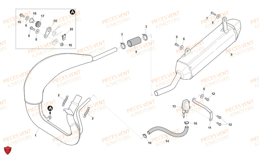 Echappement VENT Pièces Vent Enduro BAJA RR 50cc - 2019 (VERSION FOURCHE ALUMINIUM)