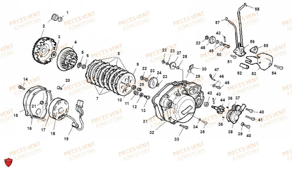 Embrayage VENT Pièces Vent Enduro BAJA RR 50cc - 2019 (VERSION FOURCHE ALUMINIUM)