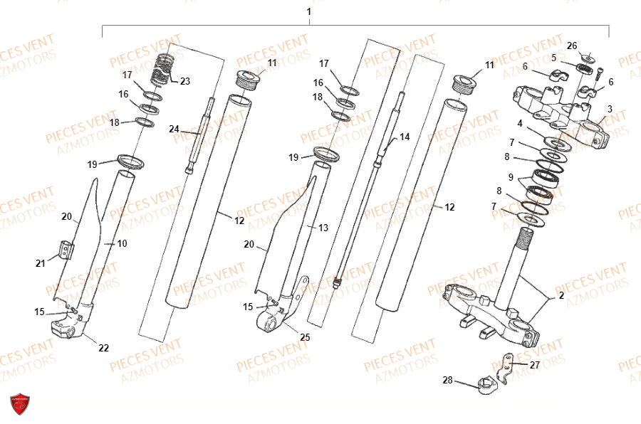 Fourche Aluminium VENT Pièces Vent Enduro BAJA RR 50cc - 2019 (VERSION FOURCHE ALUMINIUM)