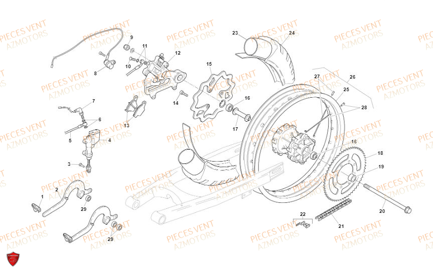 Roue Arriere VENT Pièces Vent Enduro BAJA RR 50cc - 2019 (VERSION FOURCHE ALUMINIUM)