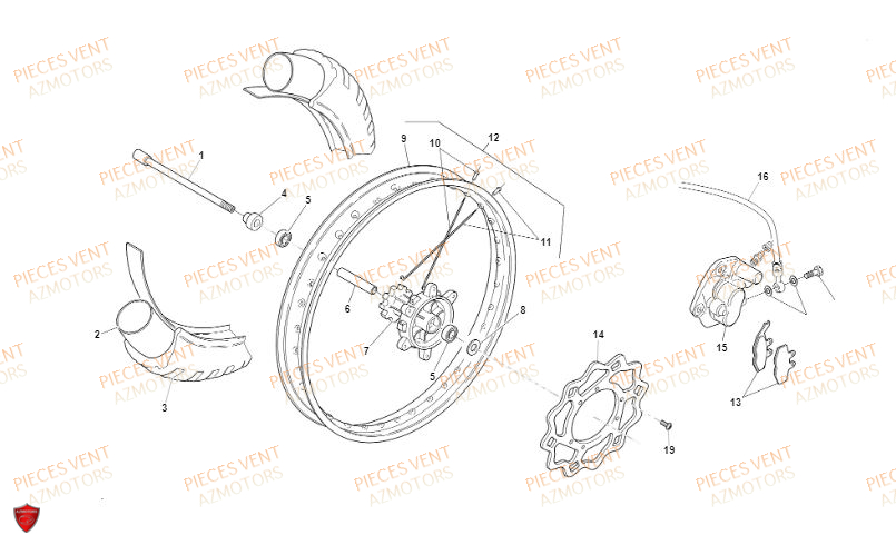 Roue Avant VENT Pièces Vent Enduro BAJA RR 50cc - 2019 (VERSION FOURCHE ALUMINIUM)