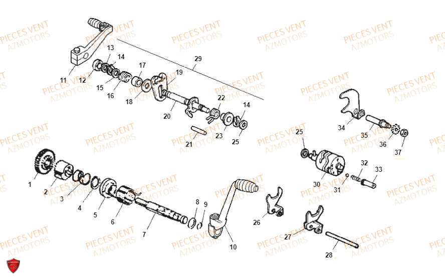 Selecteur De Vitesses VENT Pièces Vent Enduro BAJA RR 50cc - 2019 (VERSION FOURCHE ALUMINIUM)