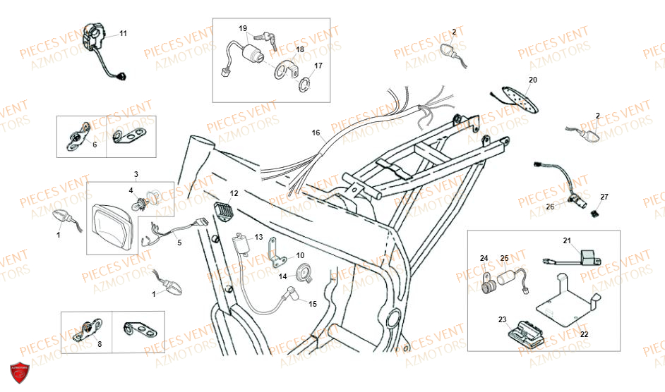 Systeme Electrique VENT Pièces Vent Enduro BAJA RR 50cc - 2019 (VERSION FOURCHE ALUMINIUM)