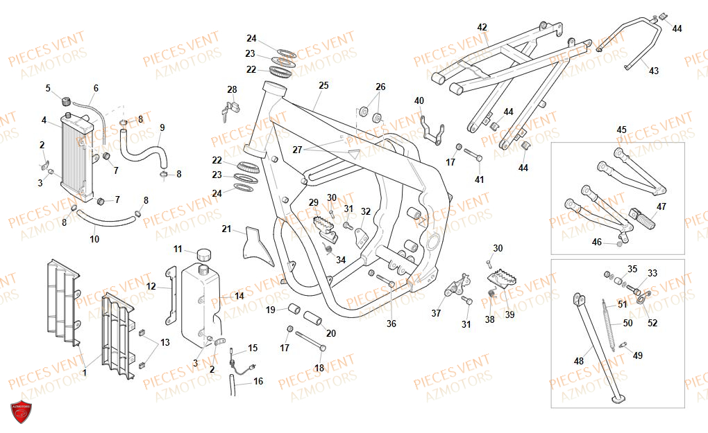 Chassis VENT Pièces Vent Enduro BAJA RR 50cc - 2020 (VERSION FOURCHE ALUMINIUM)