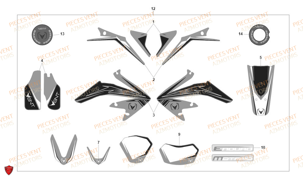 Decors VENT Pièces Vent Enduro BAJA RR 50cc - 2020 (VERSION FOURCHE ALUMINIUM)