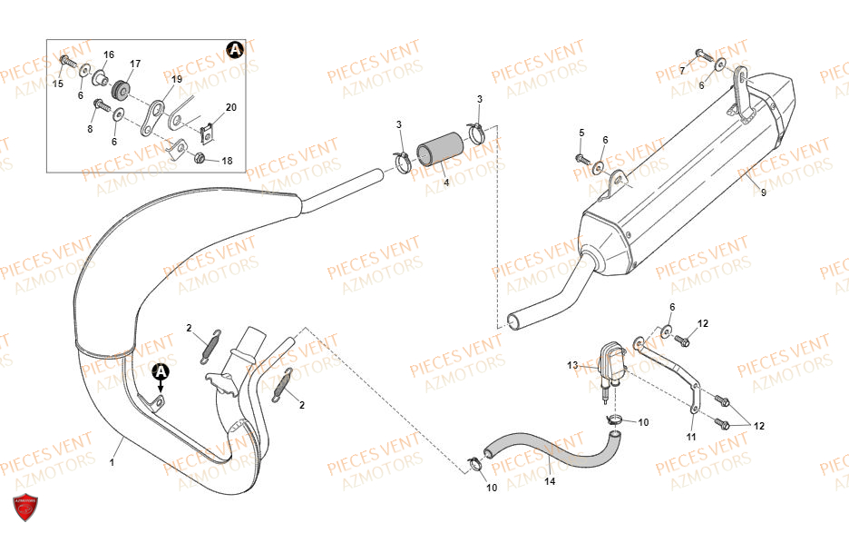 Echappement VENT Pièces Vent Enduro BAJA RR 50cc - 2020 (VERSION FOURCHE ALUMINIUM)