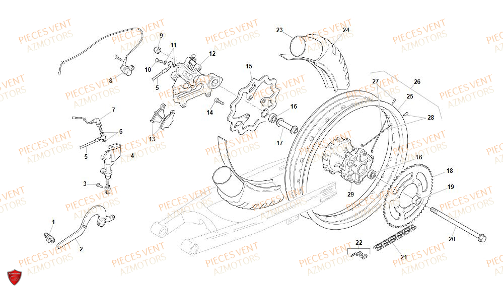 Roue Arriere VENT Pièces Vent Enduro BAJA RR 50cc - 2020 (VERSION FOURCHE ALUMINIUM)