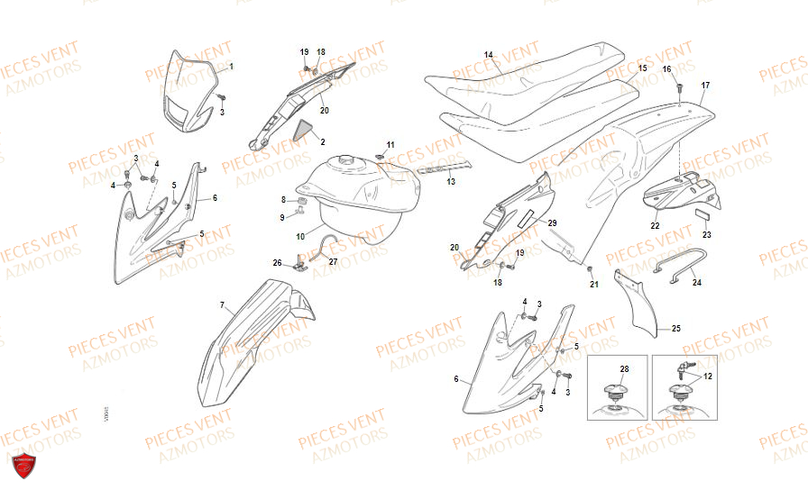 Carrosserie VENT Pièces Vent Enduro BAJA RR 50cc - 2021-2022-2023 (VERSION FOURCHE ALUMINIUM)