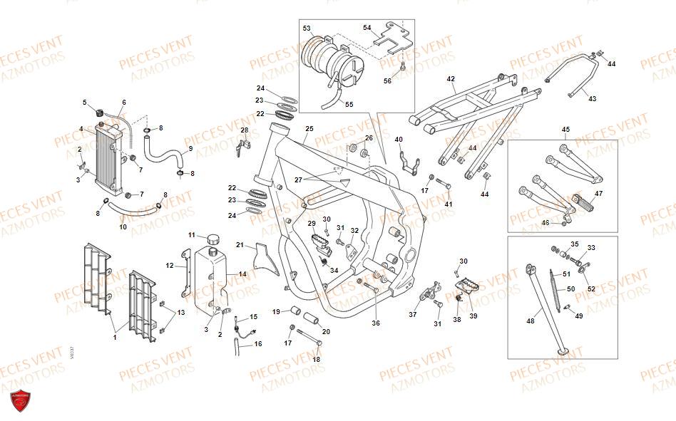 Chassis VENT Pièces Vent Enduro BAJA RR 50cc - 2021-2022-2023 (VERSION FOURCHE ALUMINIUM)