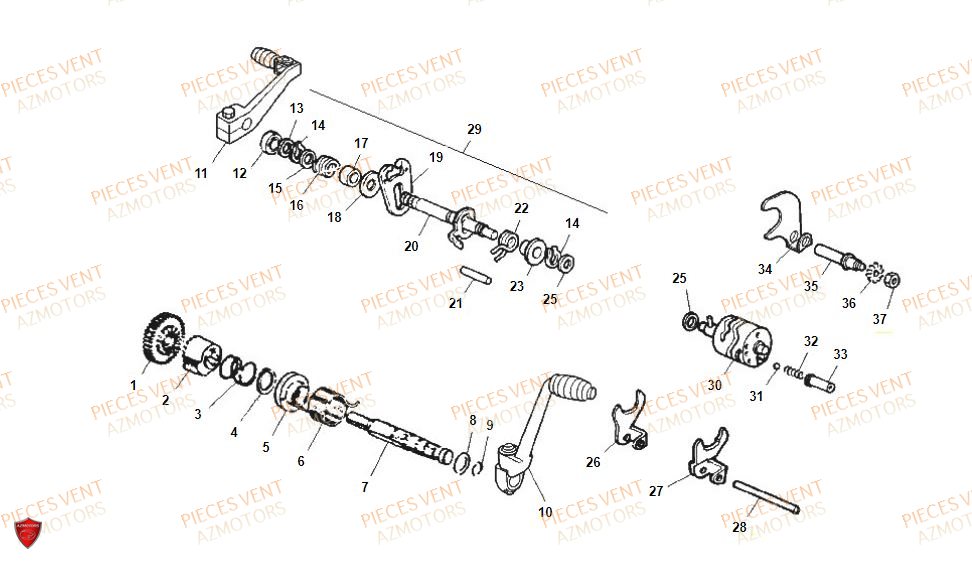 Selecteur De Vitesses VENT Pièces Vent Enduro BAJA RR 50cc - 2021-2022-2023 (VERSION FOURCHE ALUMINIUM)