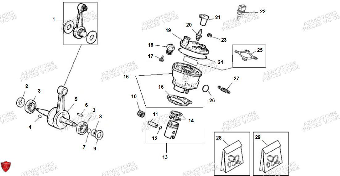 Arbre Moteur Cylindre VENT Pièces Vent Enduro BAJA RR 50cc - 2024 (VERSION FOURCHE ALUMINIUM)