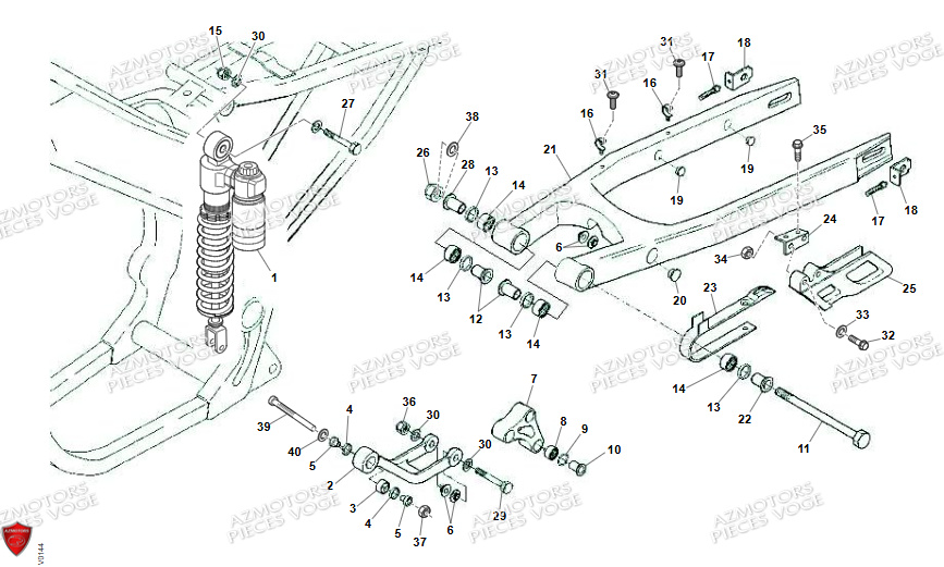 Bras Oscillant D Aluminium VENT Pièces Vent Enduro BAJA RR 50cc - 2024 (VERSION FOURCHE ALUMINIUM)