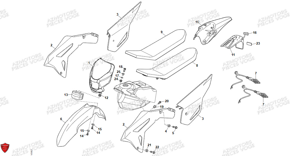 Carrosserie VENT Pièces Vent Enduro BAJA RR 50cc - 2024 (VERSION FOURCHE ALUMINIUM)