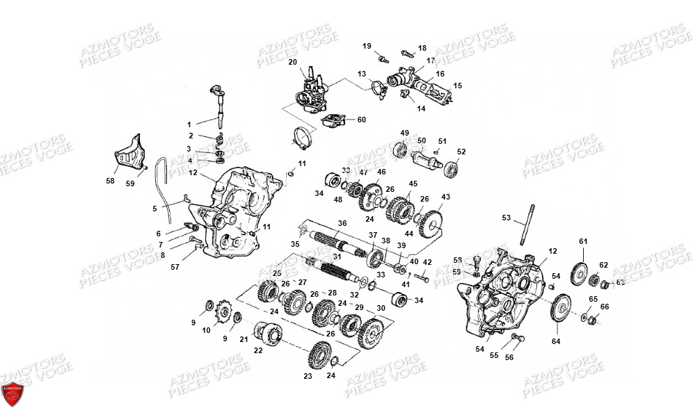 Carter Moteur Boite De Vitesses VENT Pièces Vent Enduro BAJA RR 50cc - 2024 (VERSION FOURCHE ALUMINIUM)